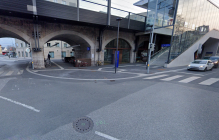 Ampel an der Kreuzung Ing.-Etzel-Straße/Bienerstraße während der Baustelle