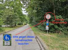 Falsches Verkehrszeichen auf dem Ziegeleiweg